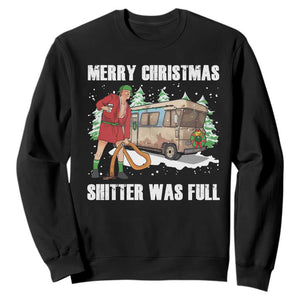 Funny Christmas Trump Sweatshirt Shitter Was Full Ugly Xmas TS10 Black Print Your Wear