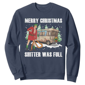 Funny Christmas Trump Sweatshirt Shitter Was Full Ugly Xmas TS10 Navy Print Your Wear