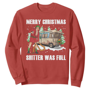 Funny Christmas Trump Sweatshirt Shitter Was Full Ugly Xmas TS10 Red Print Your Wear