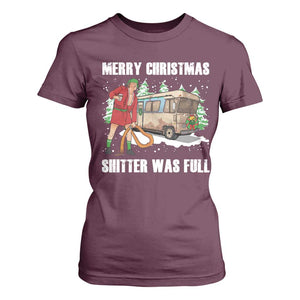 Funny Christmas Trump T Shirt For Women Shitter Was Full Ugly Xmas TS10 Maroon Print Your Wear