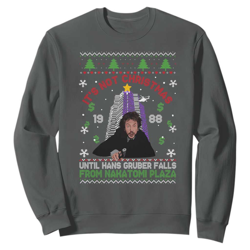 Christmas Nakatomi Plaza Sweatshirt Hans Gruber Xmas Party 2024 Ugly Gift TS10 Dark Heather Print Your Wear