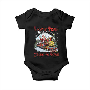 Funny Trump Christmas Baby Onesie Trump Train Coming To Town Santa Pajamas TS10 Black Print Your Wear
