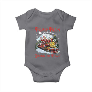 Funny Trump Christmas Baby Onesie Trump Train Coming To Town Santa Pajamas TS10 Charcoal Print Your Wear
