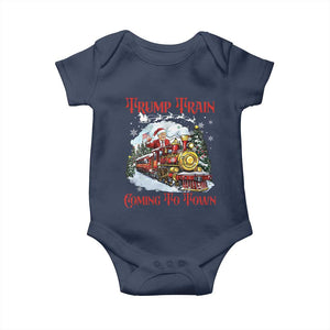 Funny Trump Christmas Baby Onesie Trump Train Coming To Town Santa Pajamas TS10 Navy Print Your Wear
