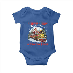 Funny Trump Christmas Baby Onesie Trump Train Coming To Town Santa Pajamas TS10 Royal Blue Print Your Wear