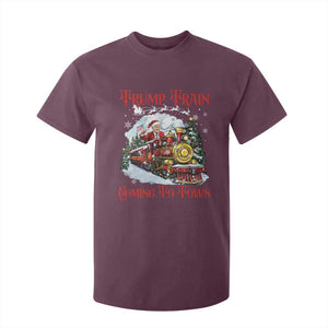 Funny Trump Christmas T Shirt For Kid Trump Train Coming To Town Santa Pajamas TS10 Maroon Print Your Wear