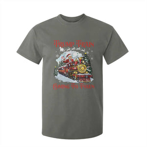 Funny Trump Christmas T Shirt For Kid Trump Train Coming To Town Santa Pajamas TS10 Military Green Print Your Wear