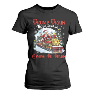 Funny Trump Christmas T Shirt For Women Trump Train Coming To Town Santa Pajamas TS10 Black Print Your Wear