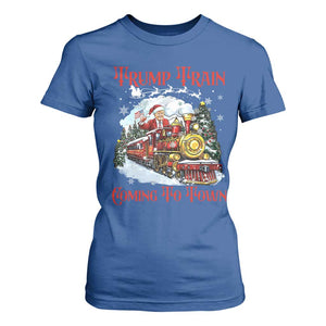 Funny Trump Christmas T Shirt For Women Trump Train Coming To Town Santa Pajamas TS10 Royal Blue Print Your Wear