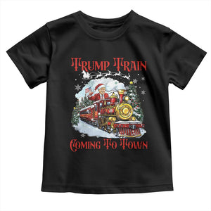 Funny Trump Christmas Toddler T Shirt Trump Train Coming To Town Santa Pajamas TS10 Black Print Your Wear