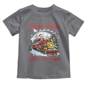 Funny Trump Christmas Toddler T Shirt Trump Train Coming To Town Santa Pajamas TS10 Charcoal Print Your Wear