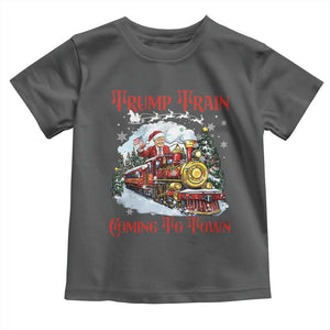 Funny Trump Christmas Toddler T Shirt Trump Train Coming To Town Santa Pajamas TS10 Dark Heather Print Your Wear