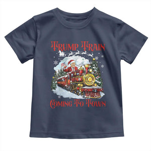 Funny Trump Christmas Toddler T Shirt Trump Train Coming To Town Santa Pajamas TS10 Navy Print Your Wear