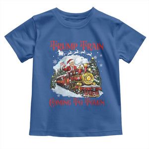 Funny Trump Christmas Toddler T Shirt Trump Train Coming To Town Santa Pajamas TS10 Royal Blue Print Your Wear