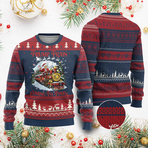 Funny Trump Ugly Christmas Sweater Trump Train Coming To Town Santa Pajamas TS10 Burgundy Print Your Wear