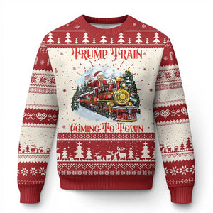 Funny Trump Ugly Christmas Sweater Trump Train Coming To Town Santa Pajamas TS10 Red Print Your Wear