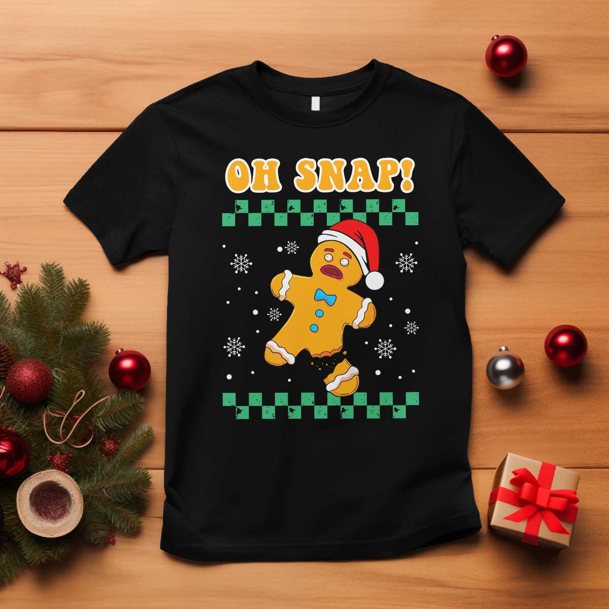 Gingerbread Man Oh Snap Christmas T Shirt TS10 Black Print Your Wear