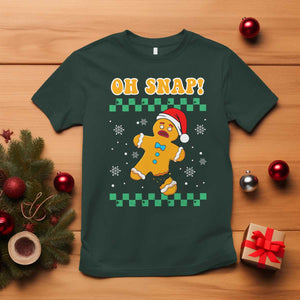 Gingerbread Man Oh Snap Christmas T Shirt TS10 Dark Forest Green Print Your Wear