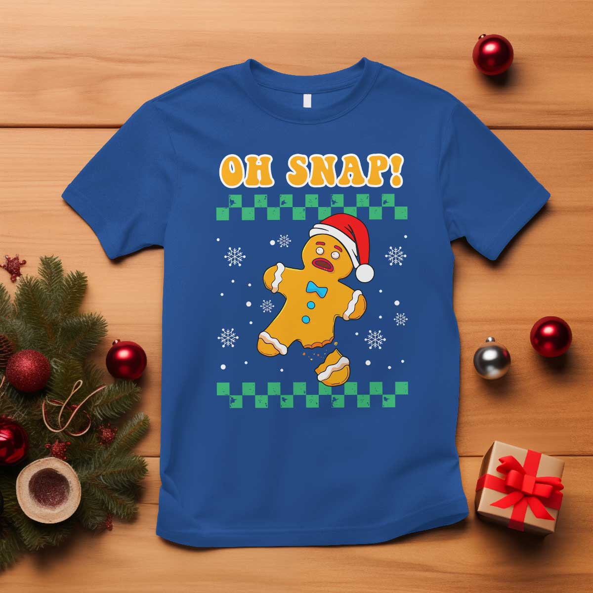 Gingerbread Man Oh Snap Christmas T Shirt TS10 Royal Blue Print Your Wear