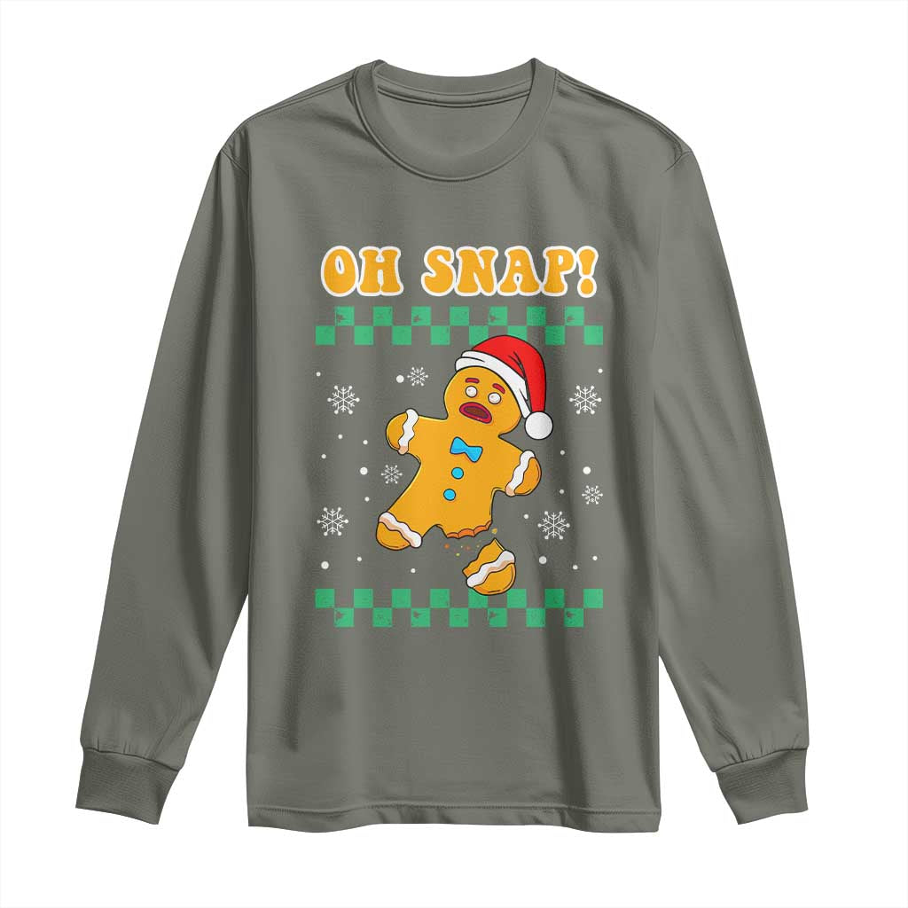 Gingerbread Man Oh Snap Christmas Long Sleeve Shirt TS10 Military Green Print Your Wear