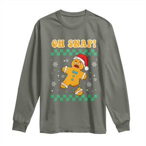 Gingerbread Man Oh Snap Christmas Long Sleeve Shirt TS10 Military Green Print Your Wear