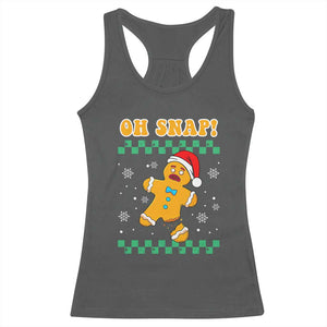 Gingerbread Man Oh Snap Christmas Racerback Tank Top TS10 Dark Heather Print Your Wear