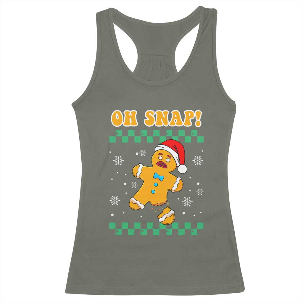 Gingerbread Man Oh Snap Christmas Racerback Tank Top TS10 Military Green Print Your Wear