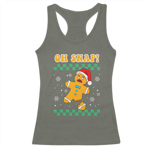 Gingerbread Man Oh Snap Christmas Racerback Tank Top TS10 Military Green Print Your Wear
