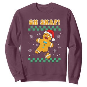 Gingerbread Man Oh Snap Christmas Sweatshirt TS10 Maroon Print Your Wear