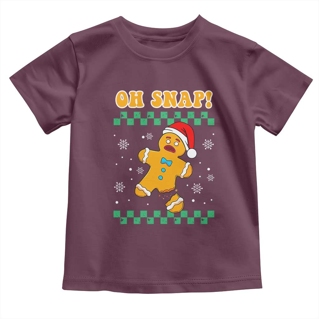 Gingerbread Man Oh Snap Christmas Toddler T Shirt TS10 Maroon Print Your Wear