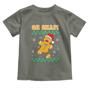 Gingerbread Man Oh Snap Christmas Toddler T Shirt TS10 Military Green Print Your Wear