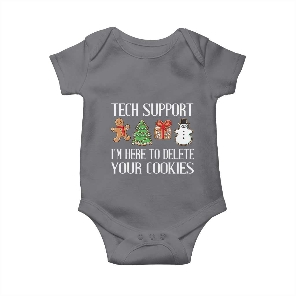 Christmas Tech Support Baby Onesie Here To Delete Cookies IT Xmas TS10 Charcoal Print Your Wear