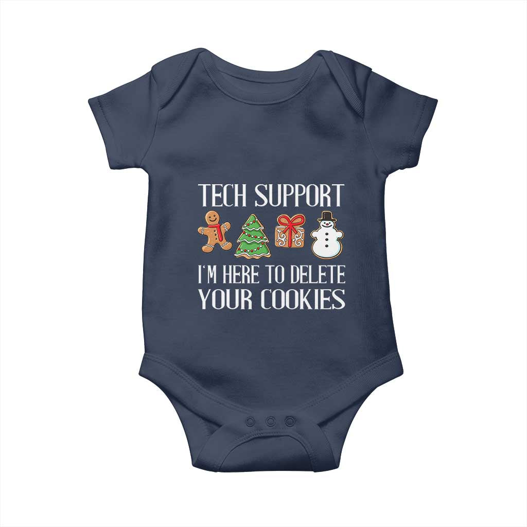 Christmas Tech Support Baby Onesie Here To Delete Cookies IT Xmas TS10 Navy Print Your Wear