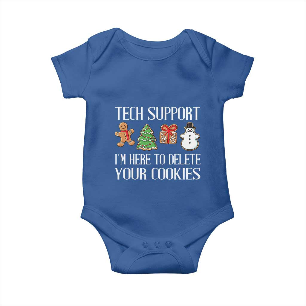 Christmas Tech Support Baby Onesie Here To Delete Cookies IT Xmas TS10 Royal Blue Print Your Wear