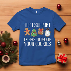 Christmas Tech Support T Shirt Here To Delete Cookies IT Xmas TS10 Royal Blue Print Your Wear