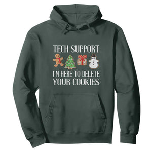Christmas Tech Support Hoodie Here To Delete Cookies IT Xmas TS10 Dark Forest Green Print Your Wear