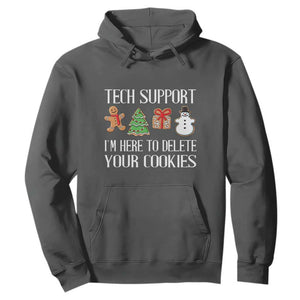 Christmas Tech Support Hoodie Here To Delete Cookies IT Xmas TS10 Dark Heather Print Your Wear