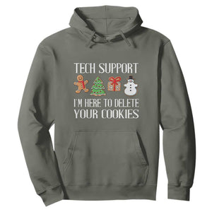 Christmas Tech Support Hoodie Here To Delete Cookies IT Xmas TS10 Military Green Print Your Wear
