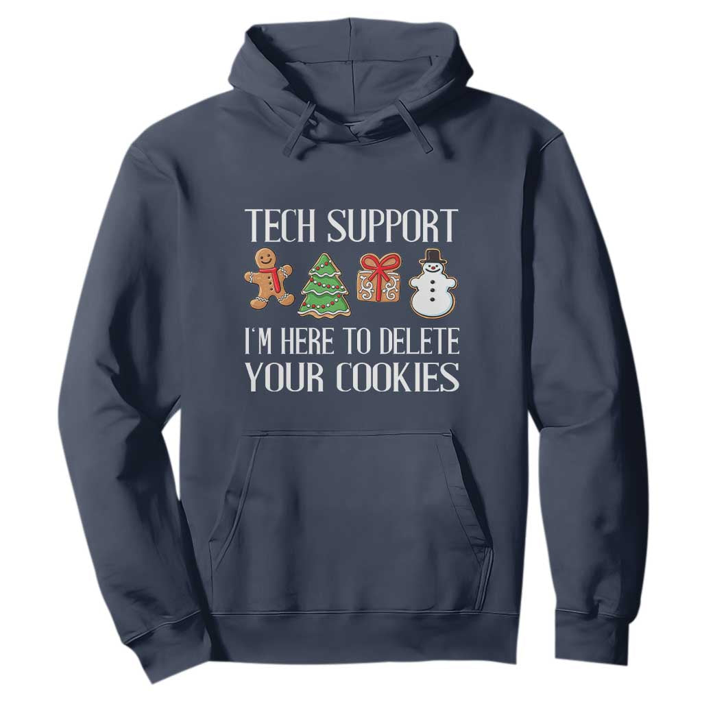 Christmas Tech Support Hoodie Here To Delete Cookies IT Xmas TS10 Navy Print Your Wear