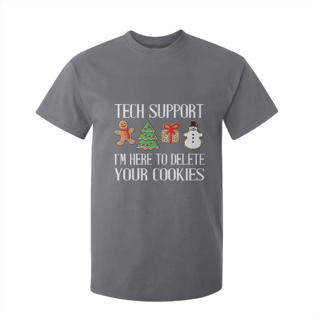 Christmas Tech Support T Shirt For Kid Here To Delete Cookies IT Xmas TS10 Charcoal Print Your Wear