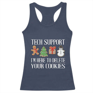 Christmas Tech Support Racerback Tank Top Here To Delete Cookies IT Xmas TS10 Navy Print Your Wear