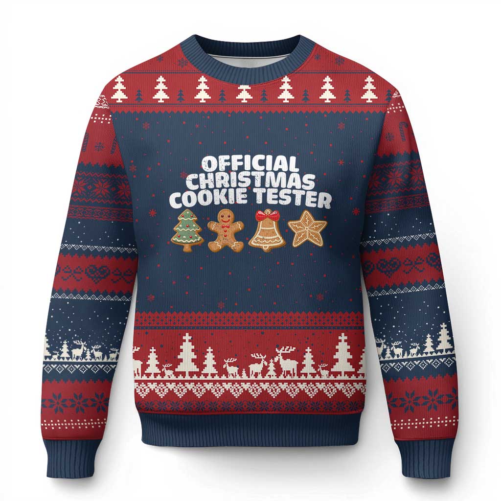 Official Xmas Cookie Tester Ugly Christmas Sweater Taster Baking Crew Sibling Matching TS10 Navy Red Print Your Wear
