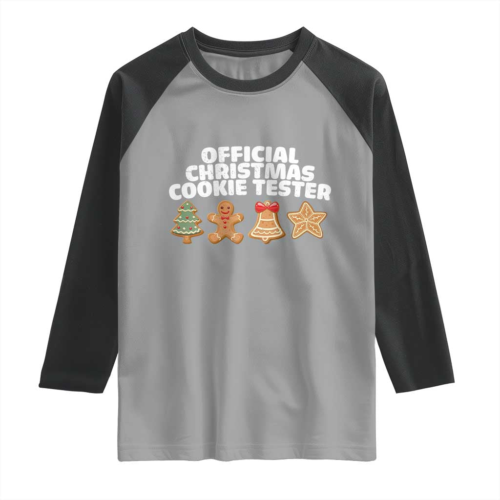Official Christmas Cookie Tester Raglan Shirt Taster Baking Crew Sibling Matching TS10 Sport Gray Black Print Your Wear