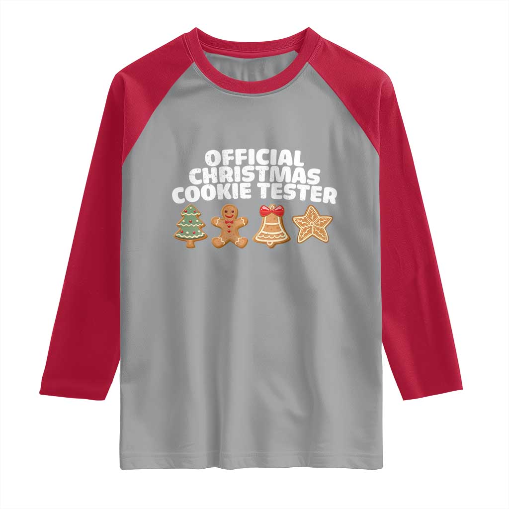 Official Christmas Cookie Tester Raglan Shirt Taster Baking Crew Sibling Matching TS10 Sport Gray Red Print Your Wear