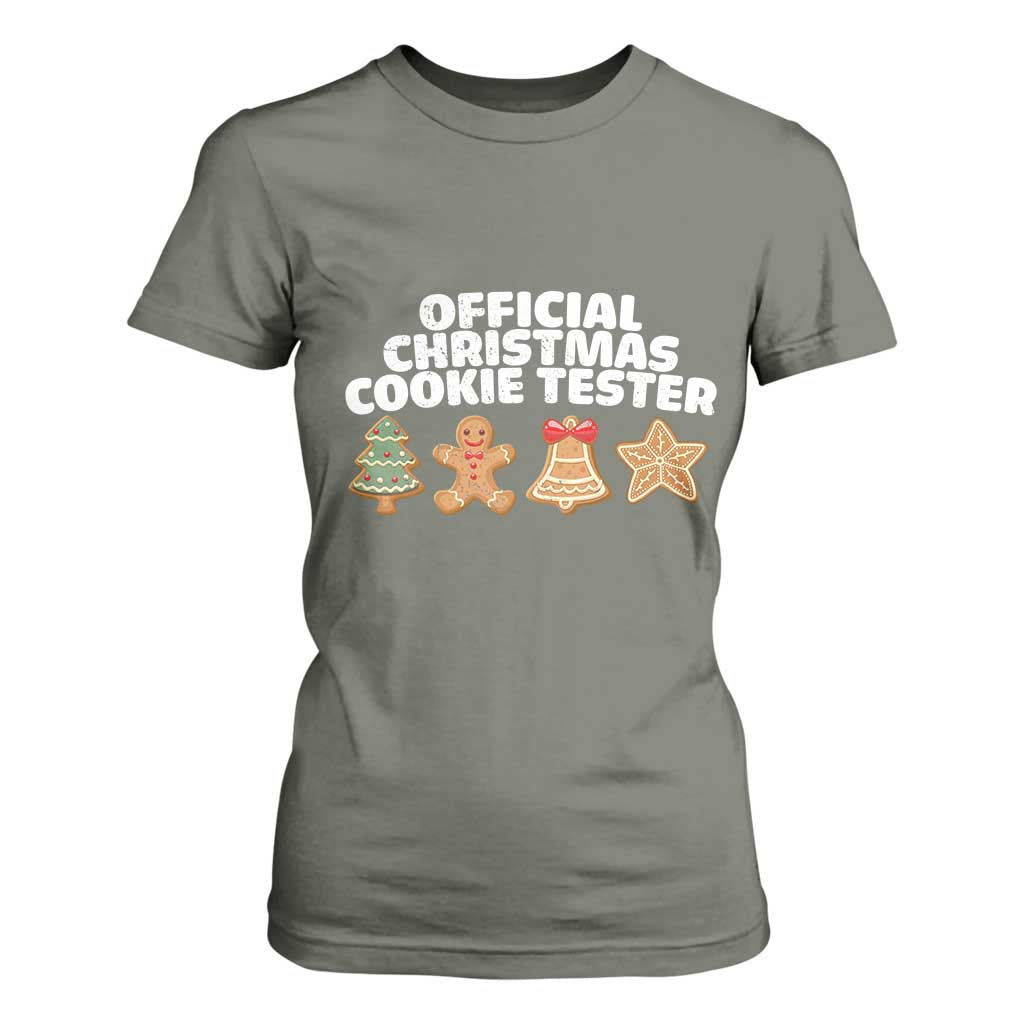Official Christmas Cookie Tester T Shirt For Women Taster Baking Crew Sibling Matching TS10 Military Green Print Your Wear