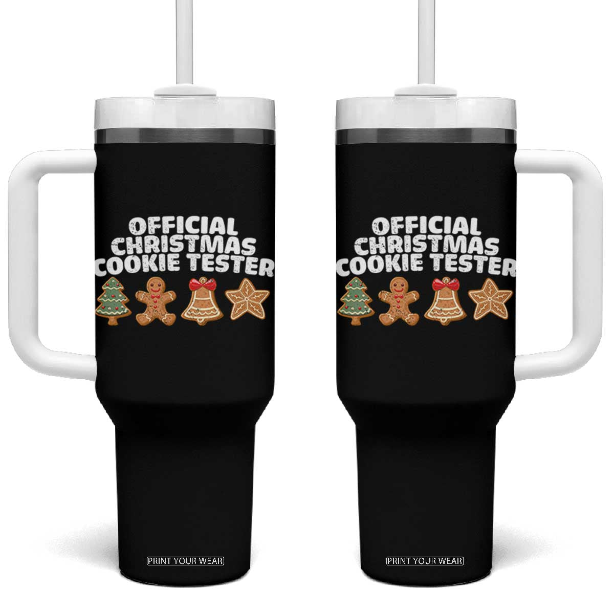 Official Christmas Cookie Tester Tumbler With Handle Taster Baking Crew Sibling Matching TS10 One Size: 40 oz Black Print Your Wear