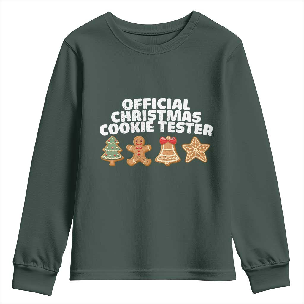 Official Christmas Cookie Tester Youth Sweatshirt Taster Baking Crew Sibling Matching TS10 Dark Forest Green Print Your Wear