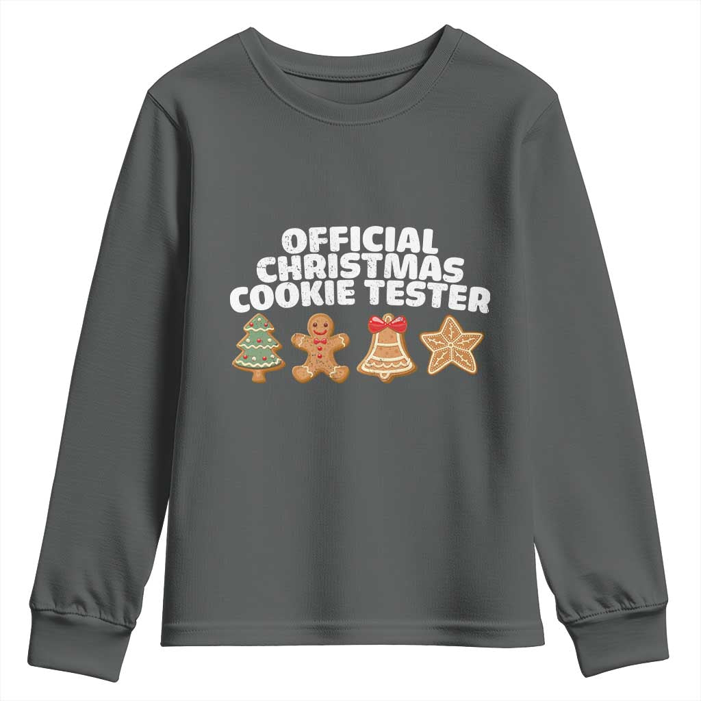 Official Christmas Cookie Tester Youth Sweatshirt Taster Baking Crew Sibling Matching TS10 Dark Heather Print Your Wear