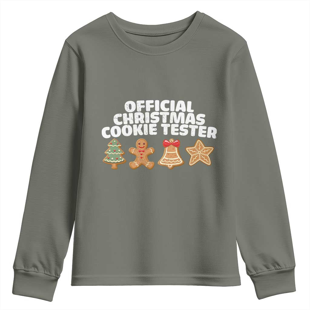 Official Christmas Cookie Tester Youth Sweatshirt Taster Baking Crew Sibling Matching TS10 Military Green Print Your Wear