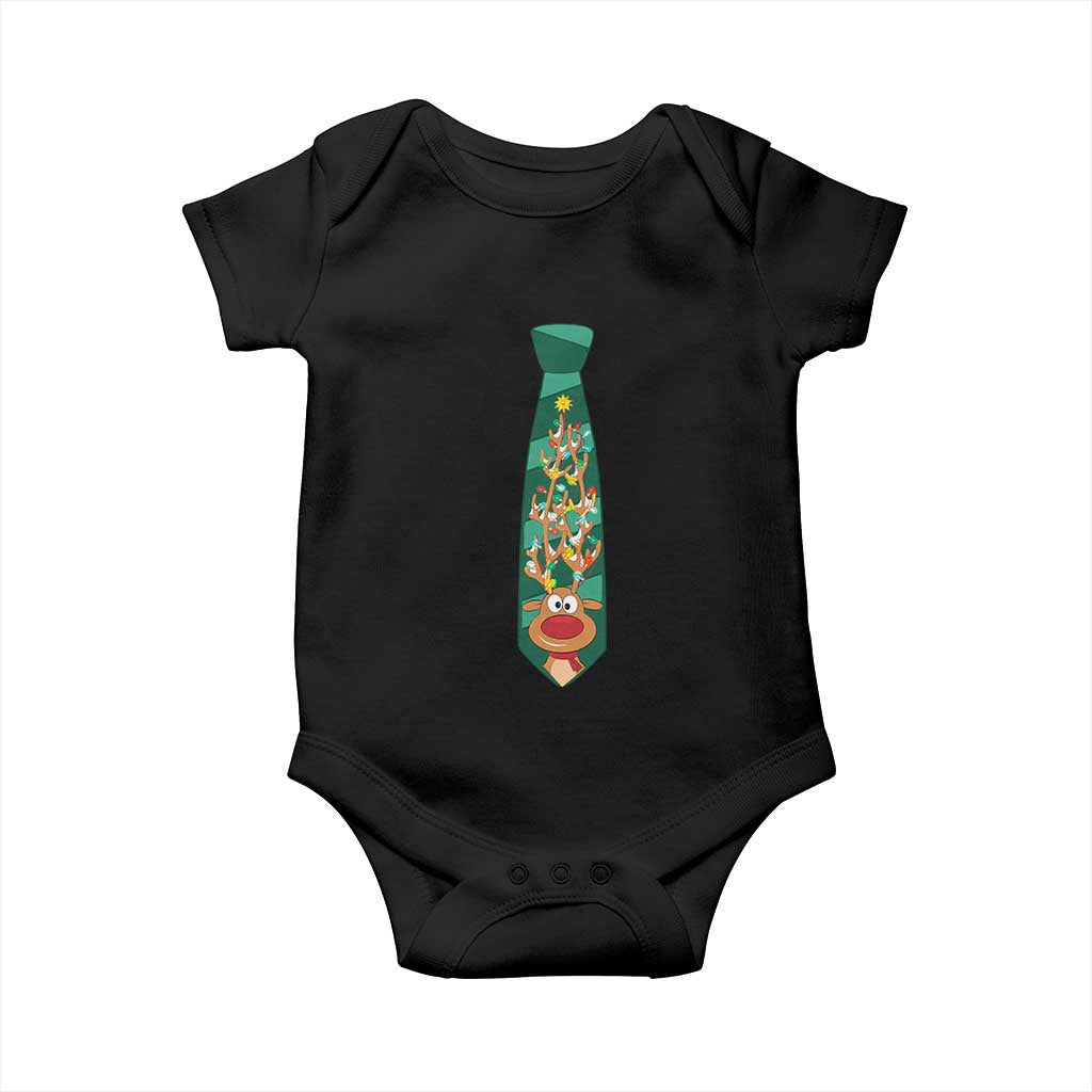 Funny Christmas Baby Onesie Tie With Reindeer For Family Matching Ugly Gift TS10 Black Print Your Wear